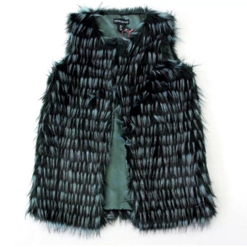 Cynthia Rowley green faux fur vest